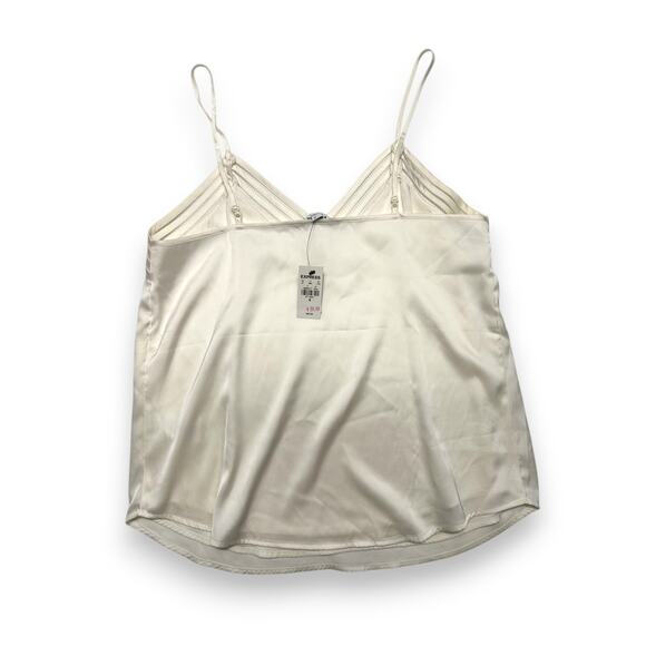 NWT Express Ivory Satin Chevron Detail Cami Top Size Medium - Picture 10 of 10